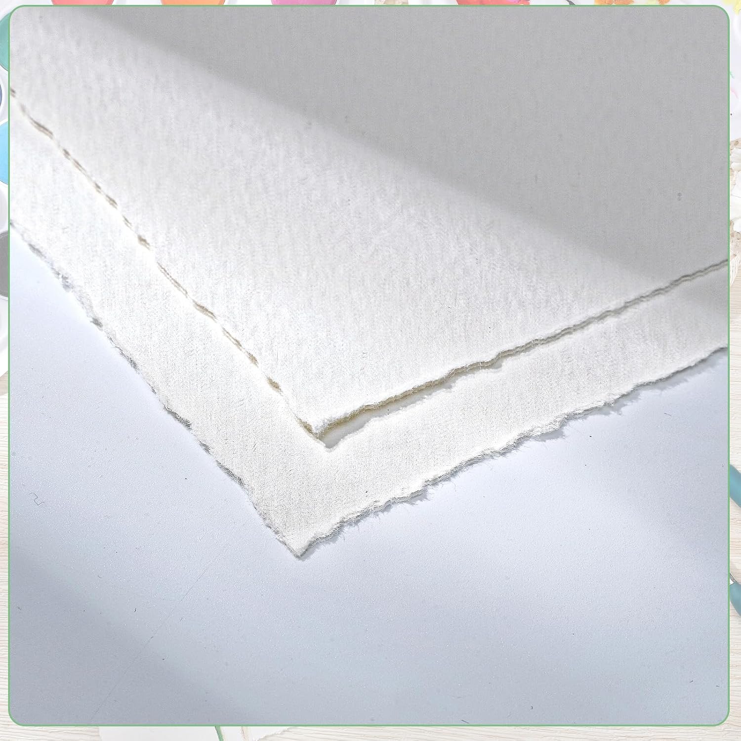 50 Sheets Deckled Edge Paper 4 x 6inch. 160 GSM Handmade Paper Rough/Textured Watercolor Paper for Wedding Invitations. Cards. Crafts - Image 3