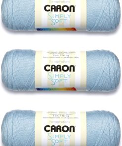 Caron Simply Soft Soft Blue Yarn - 3 Pack of 170g/6oz - Acrylic - 4 Medium (Worsted) - 315 Yards - Knitting/Crochet